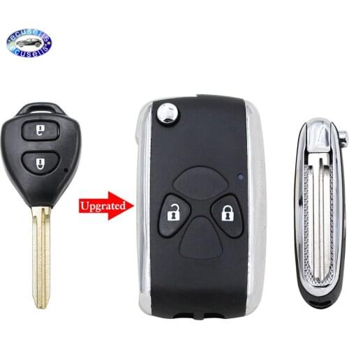2 Buttons Modified Flip Remote Car Key shell Fob Case For Toyota Camry Avalon Corolla Matrix TOY43 Blade With Logo