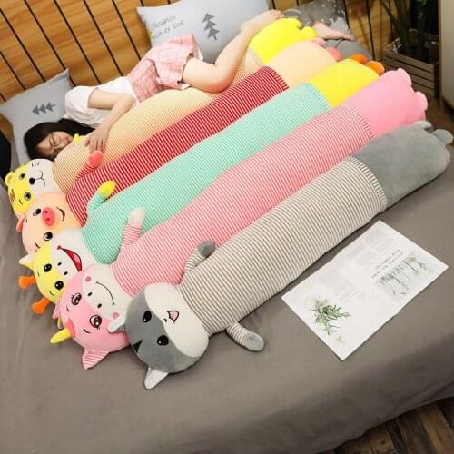 Cartoon Animals Plush Long Pillow Long Cushion Carrot Unicorn Tiger Husky Cow Rabbit Frog Panda Stuffed Toys Sleeping Pillow