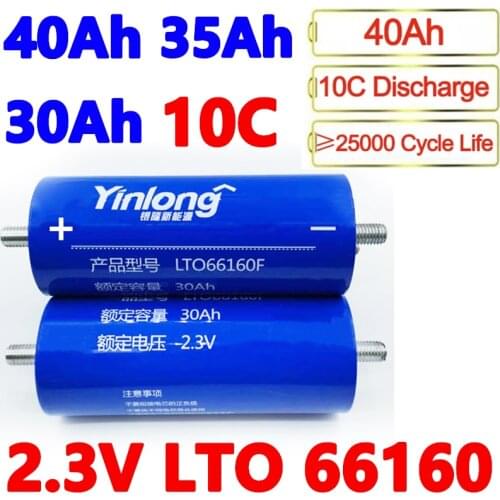 Brand New 6pcs 40AH 35AH 30AH Lithium Titanate Battery LTO 661602.3V 10C Discharge Cells for EV Solar System Storage Battery UPS