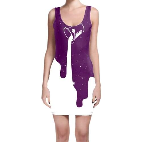 Custom Made Big Outer Space Spill (Purple) Sublimation Print Milk Silk Dress