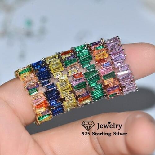 CC Rings For Women Colorful S925 Silver Cubic Zirconia Wedding Ring Bridal Anel Engagement Fine Jewelry Drop Shipping CC3183