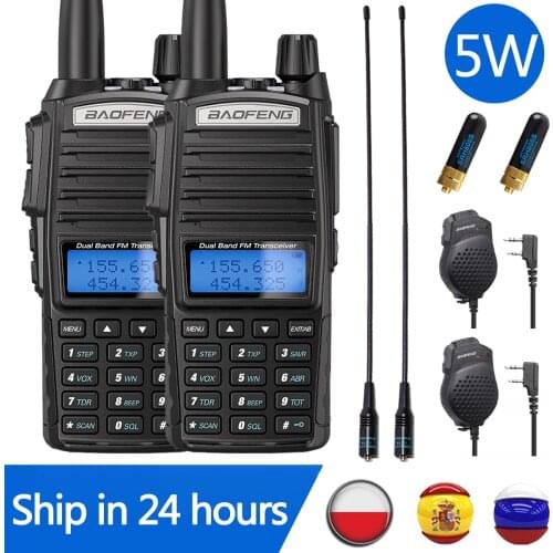 2PCS 5W BaoFeng UV-82 Walkie Talkie Dual Band VHF UHF 136-174MHZ 400-520MHZ Dual PPT 5W Ham Radio Baofeng UV82 UV-5R Two Way