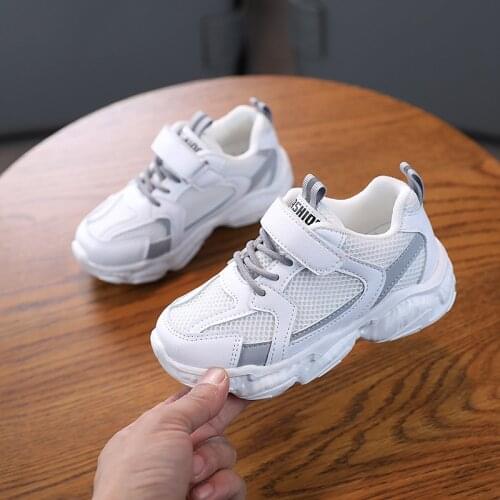 Toddler Infant White NewBreathable Air Mesh Sports Shoes Children Fashion Sneakers Boys Girls Patchwork Casual Shoes Size 26-36