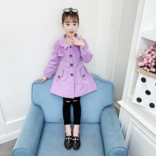 Girls Jacket Spring Autumn Clothing 2021 New Bow Korean Version Of The Solid Color Jacket In The Big Virgin Princess Windbreaker