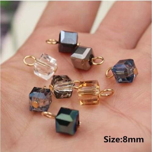 Hot 10pcs Square Crystal Pendant Bijoux For Women Handmade Bracelet Earrings Hair Accessories Charms Diy Jewelry Making Findings