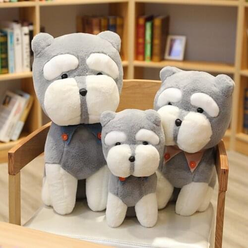 Cute Plush Toy Schnauzer Soft Stuffed Animal Doll Lovely Simulation Fluffy Dog Doll Birthday Gift Children Home Decoration
