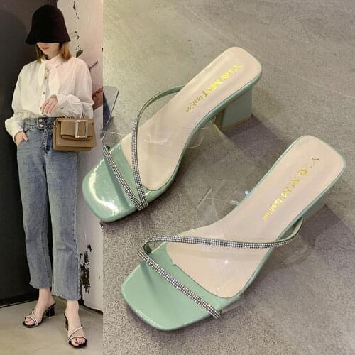 Summer New Fashion Serpentine Women Mules High Heels Slippers Sandals Sexy Pointed Open-toed Heel High Quality Shoes