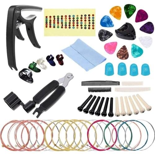 Guitar Accessories Kit Acoustic Guitar Strings Acoustic Set Kit Tuning Pegs Tool Repair Kit Parts For Beginners