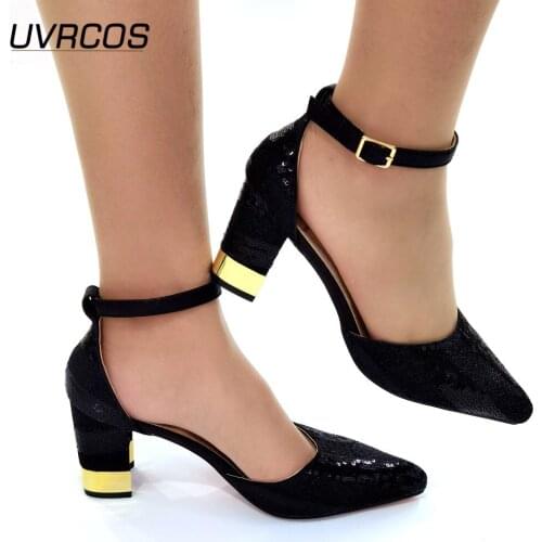 Latest Design Italian Nigerian Party Shoes Without Bag Set Black Color Fashion Slipper Wedding African Shoe Not Matching Bag Set