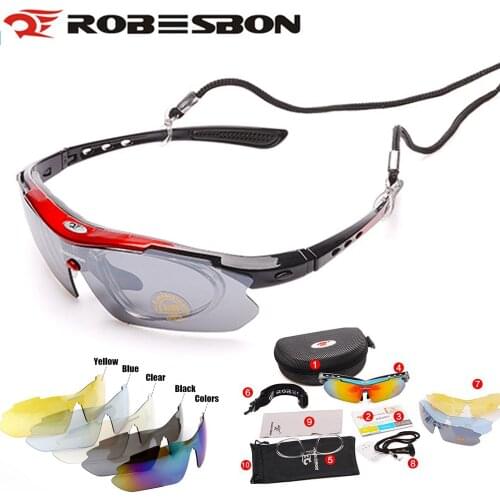 ROBESBON buy one get 5pcs lenses Flip Sunglasses Sports Soccer Night Vision Glass Basketball Biking MTB Road UV400 Myopia Strap