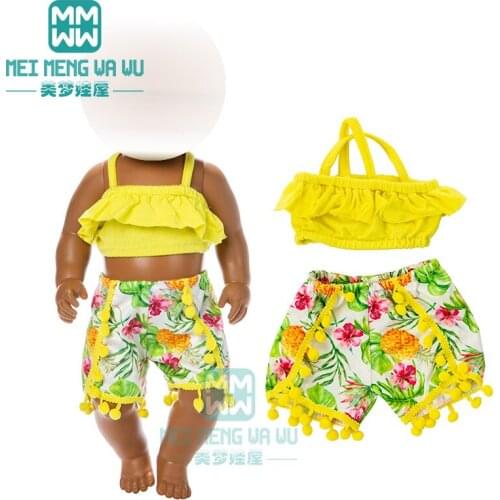 Clothes for doll fit 43cm baby new born doll fashion strap swimsuit set