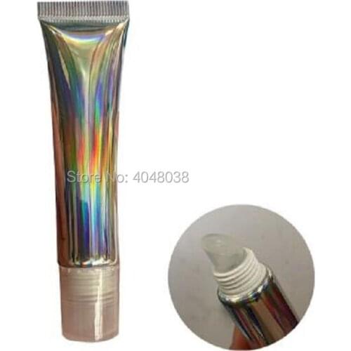 Empty Lip Gloss Tubes Container Shiny Silver Soft Plastic 15g 20g Cosmetic Packaging Travel Squeeze Lipgloss Tube Glossy 50pcs
