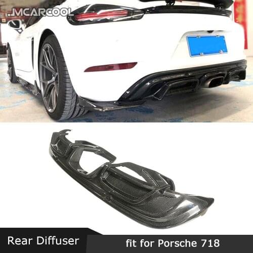 Fit for Porsche 718 Cayman Boxster Base S 2016-2019 Rear Lip Diffuser Splitters Spoiler Carbon Fiber Car Bumper Trim Cover