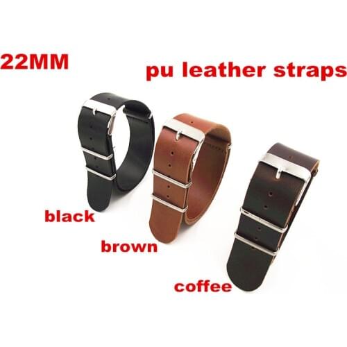 2014 New arrived 10PCS/ lots High quality 22MM PU leather nato straps Watch band watch strap black ,brown,coffee color