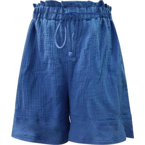 Shorts Women Drawstring Cotton Linen Shorts Casual Loose Shorts Elastic Waist Casual Fashion Candy Color Women Female Shorts