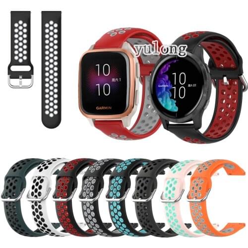 20mm 22mm Sport Silicone Breathable Strap For Garmin Venu Sq For Forerunner 645 245/Vivoactive 3 Music Smart Watch Wristband