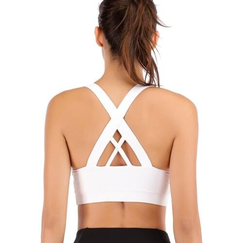 S-XXL Size Cross Hollow-out Sports Bra for Women Push Up Padded Shockproof Fitness Wirefree Yoga Gym Crop Top Bra Underwear 2021