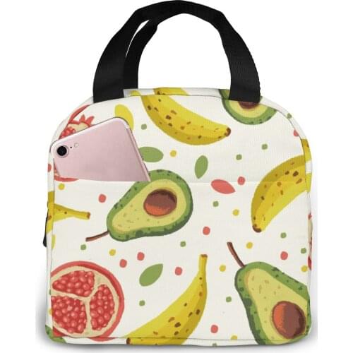 Tropical Fruit Lunch Bag Portable Insulated Thermal Cooler Bento Lunch Box Tote Picnic Storage Bag Pouch
