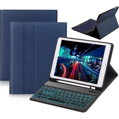 Smart Cover PU Leather Case with 7 Colors Backlit Removable Bluetooth Keyboard for Apple iPad Air 10.5 2019 Pro 10.5 Tablet +Pen
