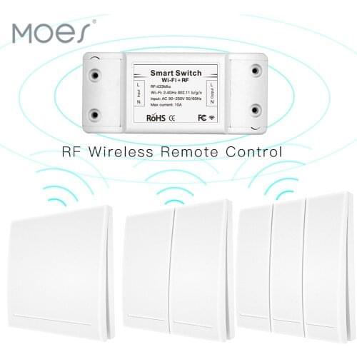Smart Push Button Switch RF433 110V 220V Receiver Wifi Wireless Remote Control Smart Life/Tuya APP,Works with Alexa Google Home