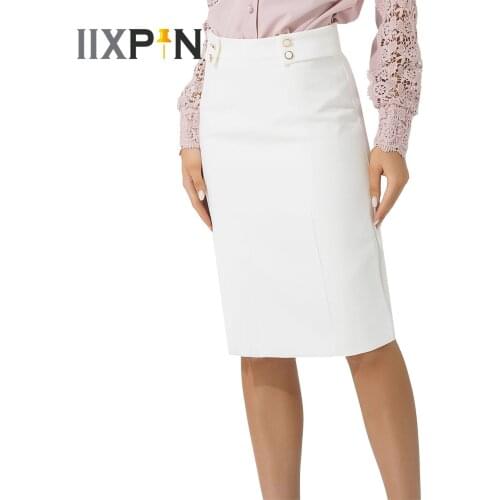 Summer Womens Bodycon Skirt Side Slit High Waist Pencil Skirts for Women Elegant Slim Fit Midi Skirt for Work Office Ladies