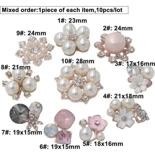Fashion 10Pc (Can Mix) diamond Alloy Diy jewelry Accessories Flat Back Imitation pearls Base Settings Wholesale Handmade Fitting