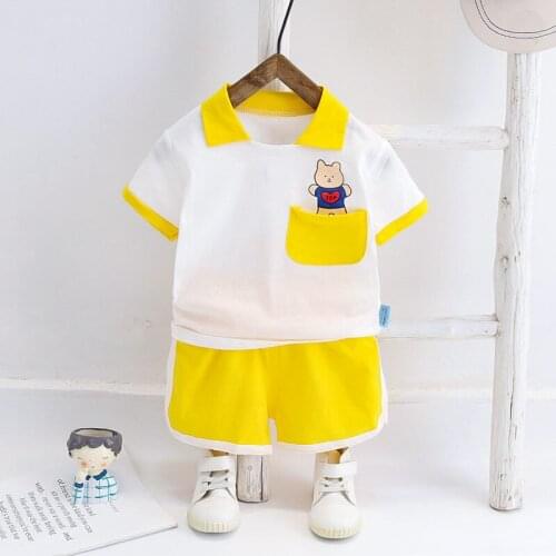 Summer Baby Boy Cotton Out Clothes Kids bear pocket T Shirt Shorts pants 2Pcs/sets Infant Children Fashion Toddler Tracksuits