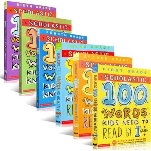 6 Books English Original 100 Words Kids need to read American Primary School 1-6 Grade Keyword Vocabulary Exercise Workbook