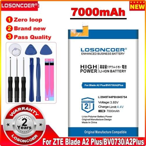 LOSONCOER Li3949T44P8h945754 Battery 7000mAh For ZTE Blade A2 Plus BV0730 A2Plus For ZTE Blade A610 Plus +Free tools+Sticker
