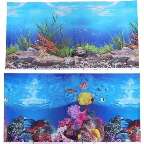 Aquarium Fish Tank Background Sticker 3D Double-sided Adhesive Wall Sticker Fish Tank Decorative Pictures Underwater Backdrop