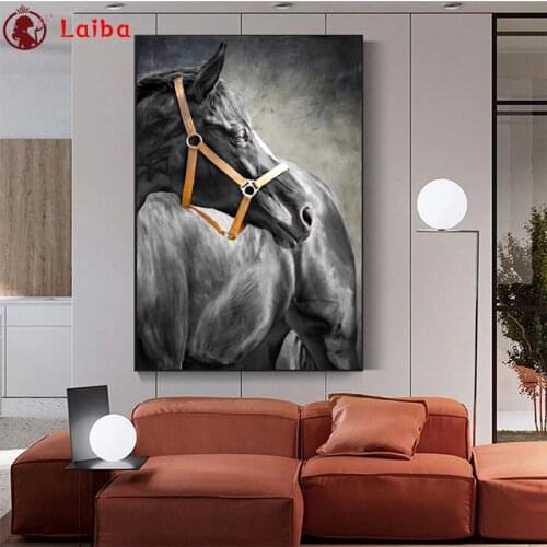 5d photo Diamond Painting Modern black and white animal art, horse Full Drill Square Mosaic Home Decor Handmade Embroidery Gift