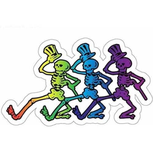 JDM Car Accessories Grateful Dead Dancing Skeletons Car Stickers Helmet Motorcycle Sunscreen Cover Scratches Decoration KK13*8cm
