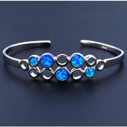 JZB0206 2021 new European and American blue opal round bubble pattern personality opening bracelet