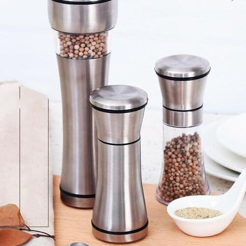 1PC Fashion Stainless Steel Mill Glass Spice Salt And Pepper Grinder Kitchen Accessories Cooking Tool Portable