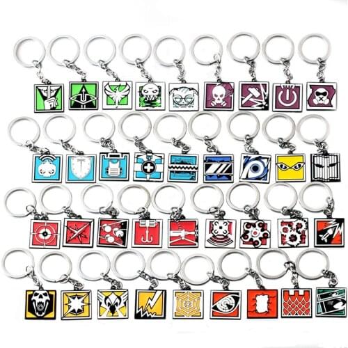 Rainbow Six Siege Keychain Men Women Skull Metal Game Rainbow 6 Pendant Keyring Key Holder Porte Clef Gift Jewelry