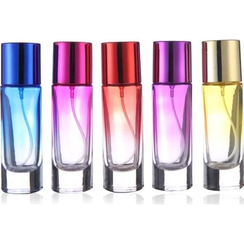MUB - 30ml Thick Glass Gradient Refillable Perfume Bottle Metal Sprayer Pump Bottle Empty Container Perfume Bottles With Spray