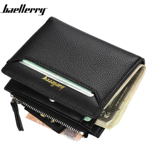 Baellerry Men Wallets High Quality Soft Touch Synthetic Leather Card Holder Zipper Coin Purse Male Small Wallet Carteras Fashion