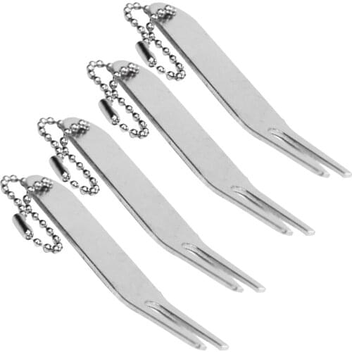 Pack of 4 Professional 80x15mm/3.1x0.6 inch Golf Divot Repair Pitch Tool Fork Easy Storage Golf Divot Repair Tool