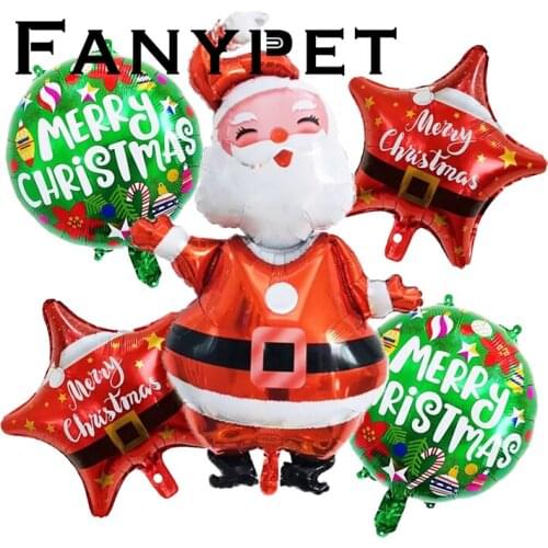 5pcs Merry Christmas Balloons Set Big Size Santa Clause Snowman Tree 18inch Happy New Year Party Decoration Kids Toys Gifts