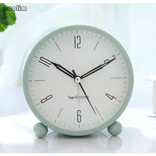 NOOLIM Creative Alarm Clock Silent Luminous Clock Bedside Fashion Modern Minimalist Metal Bedroom Small Clock Tabletop Decor