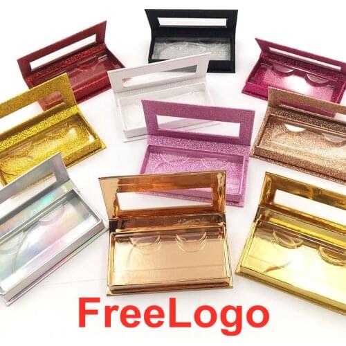 Wholesale Lash Boxes Gold Window Rectangle Eyelash Packaging Box With Tray Lash Cases Packaging Eyelashes Package Fine flash