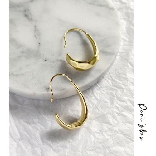 PerisBox Gold Hammered Hoop Earrings Unique Chunky Basket Earrings for Women African Big Earrings Boucles D Oreille Femme 2019