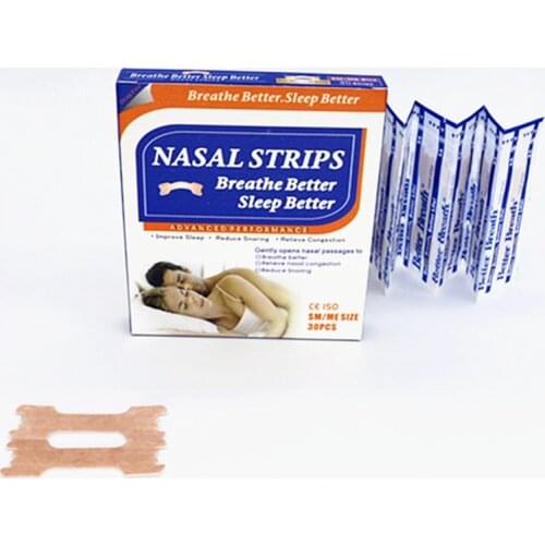 30 pcs/box (55x16mm) High Quality Better Breathing Nasal Strips Anti Snoring Nasal Strips as Breathe Right