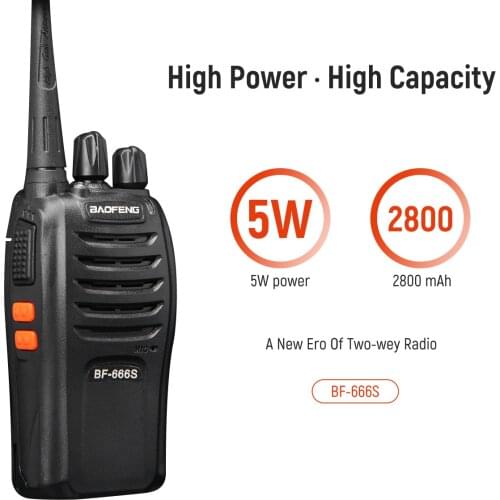 Baofeng Walkie Talkie 2W BF-666S Portable Radio 2800mAh Battery 16CH UHF 400 - 480MHz Comunicador Transmitter Transceiver