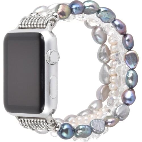 Fashion women Bracelet Beadeds for Apple Watch Band 44mm 40mm 42mm 38mm Handmade Elastic pearl Strap iWatch Series 5 4 3 2 1