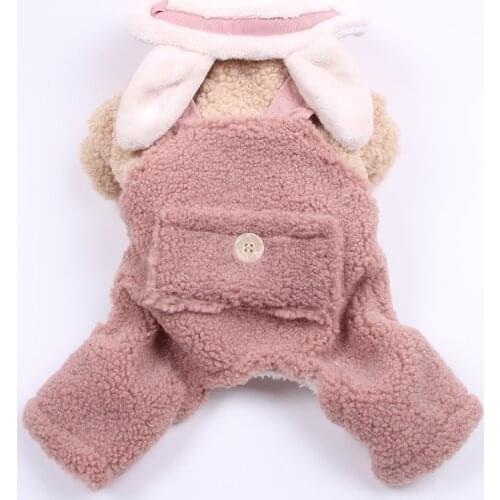 Dog Cat Jumpsuit Hoodie Cartoon Ear Design Pet Puppy Coat Jacket Pet Winter Warm Apparel Outfit
