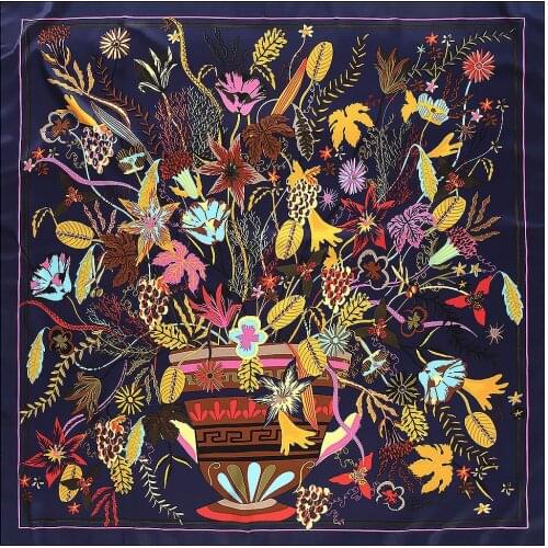 Patterned Scarf Printed Square Scarf Womens Silk Shawl Accessories Four Seasons S54 100% Silk/Scarf/Shawl/Silk Scarf