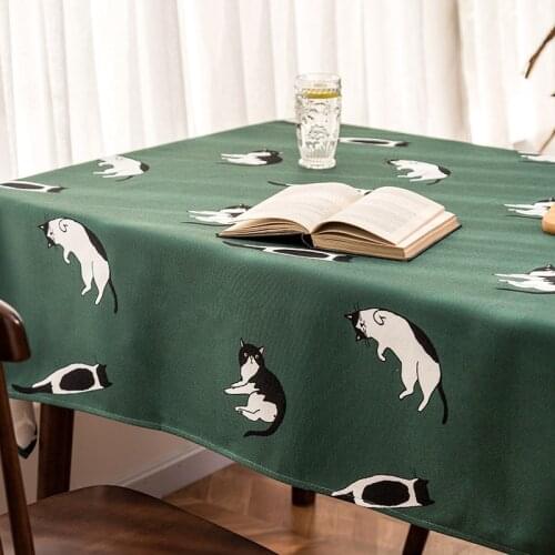 Lovely cat tablecloth cloth art cotton linen table cloth waterproof tea table book table cover thickened rectangle antependium