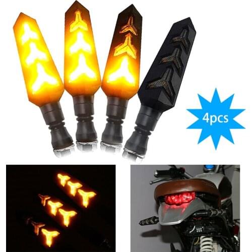 DERI 2pcs/4pcs Universal Motorcycle Turn Signals LED Light Flowing Water Blinker Flashing Indicator Lamp intermitentes moto