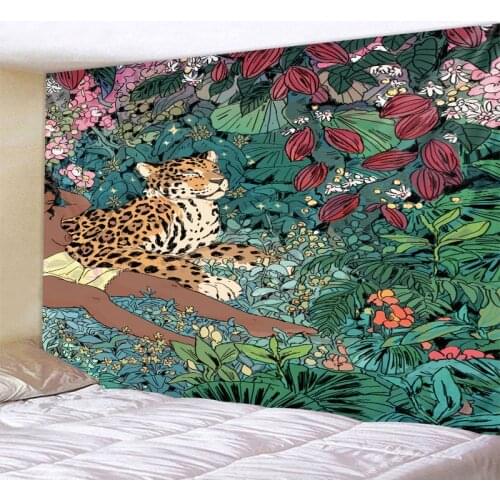 Tropical plant animal creative tapestry wall hanging Nordic ins home living room bedroom fabric painting background decoration